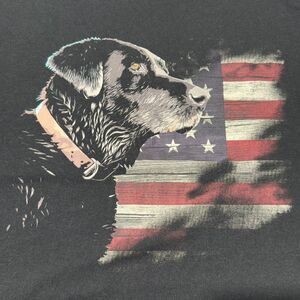 Black Lab American Flag Patriotic T-Shirt Mens 2XL Hunting USA Dog Graphic